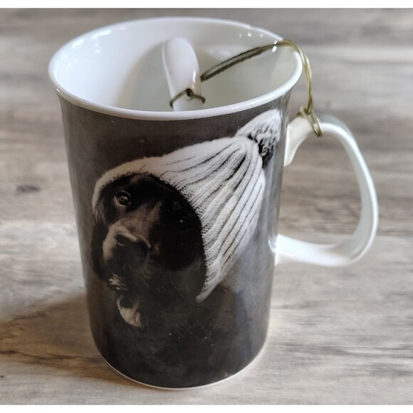 ND Exclusive Dog In Hat Mug With Attached Spoon Collectible Coffee Cup - Picture 1 of 7